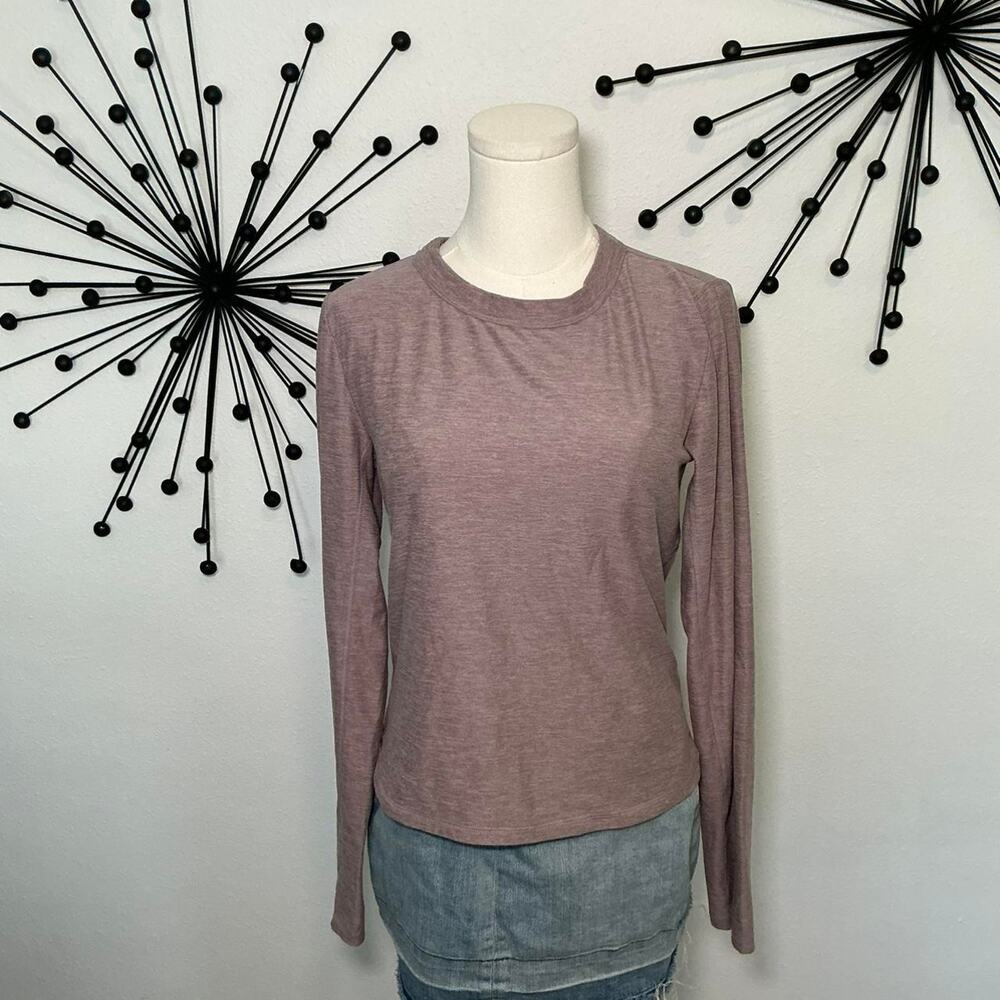 FLX long sleeve athletic top mauve purple lightweight workout fitted tee